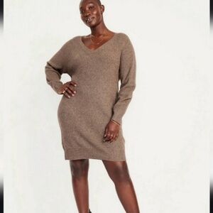 NWT OLD NAVY SoSoft Cocoon Mini Sweater Dress Sedimentary Heather Brown Plus 3X